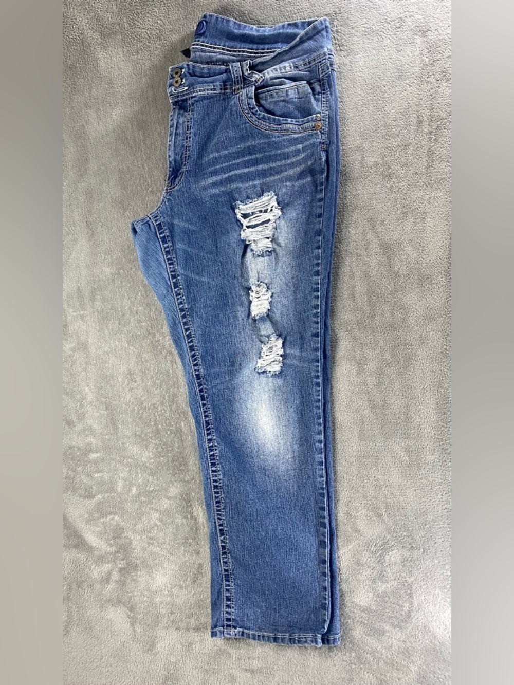 Angels Distressed Stretch Jeans Size 22 Plus Blue Denim